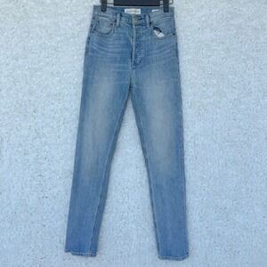 DENIM FORUM Aritzia The Yoko High Rise Slim Straight Leg Jeans Sz 26 Light Wash